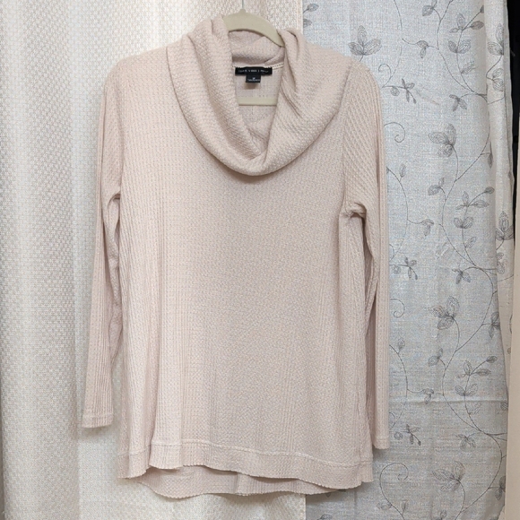 Joan Vass Sweaters - Joan Vass Blush Cream Cowl Neck Sweater